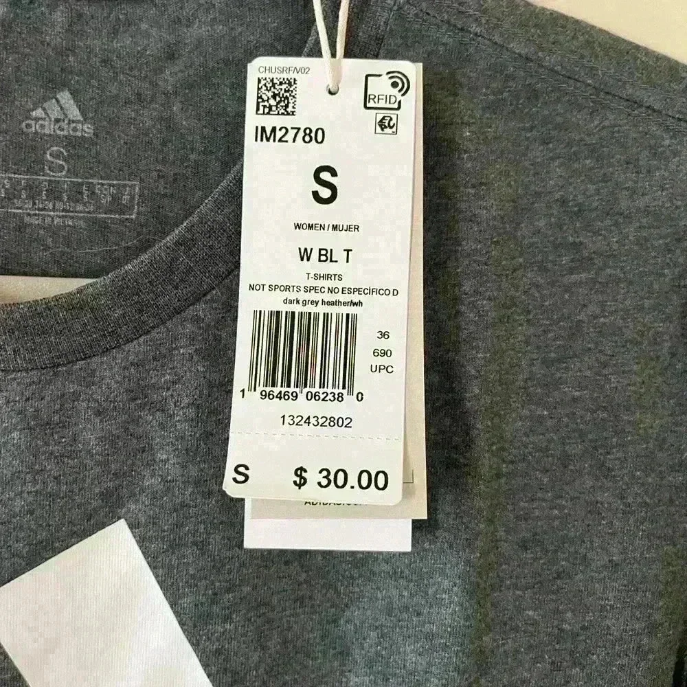 NWT Adidas Gray T-shirt with Logo Men’s Size S - Picture 3 of 6